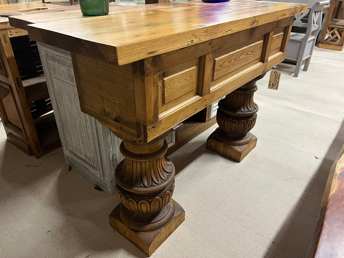 Console with hand-carved columns