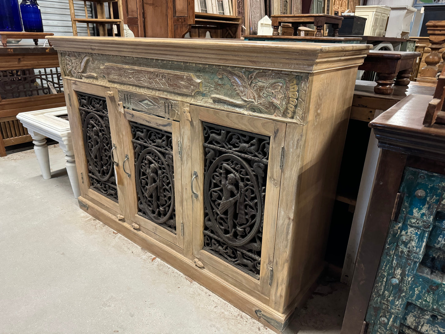 Teak Iron Console