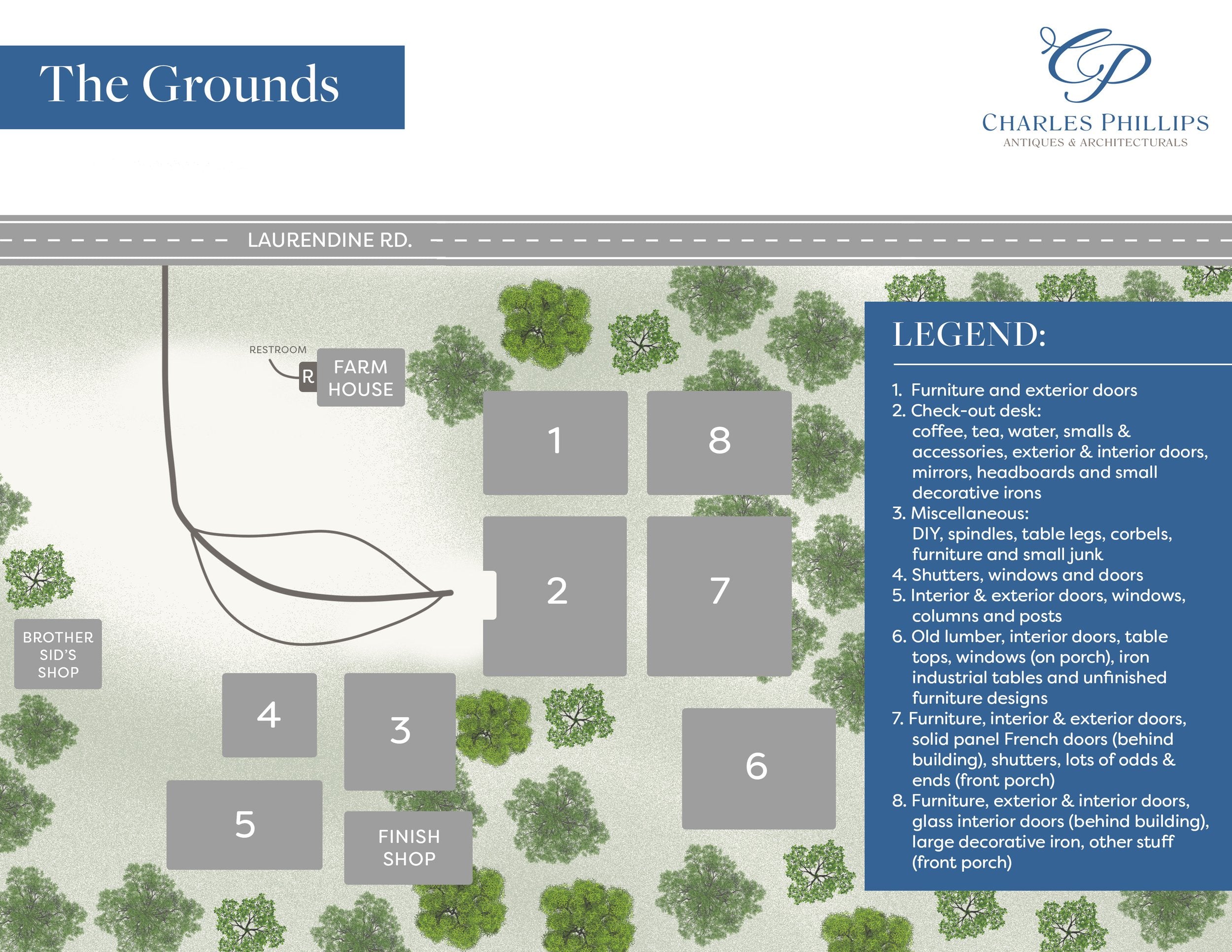 Map of Grounds - Charles Phillips Antiques & Architecturals - Theodore, Alabama