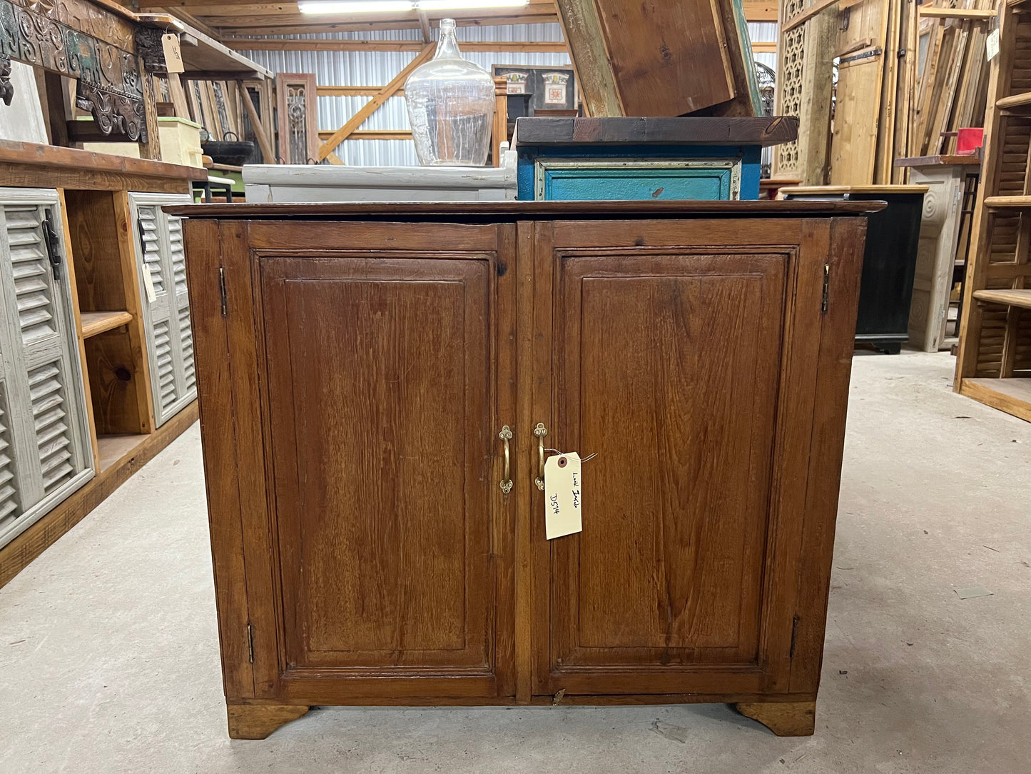 Antique Teak Console with Cubbies