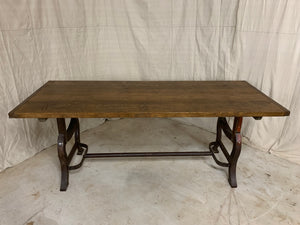 Pine Dining Table with Industrial Base