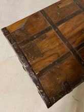 Load image into Gallery viewer, Antique Trunk Console with Metal Facing and Storage