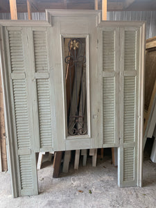 Queen Headboard with French Iron and Shutters