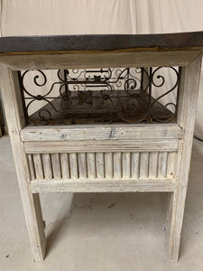 Island made from 1880’s French Shutters and Iron