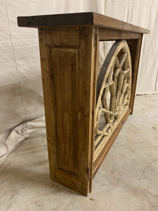 Console made from French Church Window 1890’s Transom