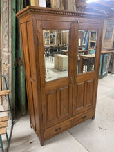Load image into Gallery viewer, Teak Mirrored Armoire