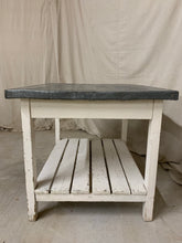 Load image into Gallery viewer, Zinc Top Island/ Table with Storage Shelf