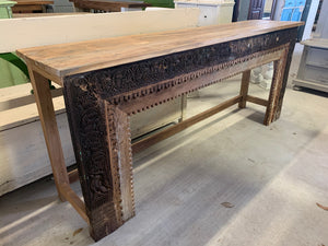 Long Teak Hand-carved Console