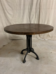 Round Iron Base Table with French Beam Top