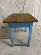 Load image into Gallery viewer, Pine Side Table with Blue Painted Base