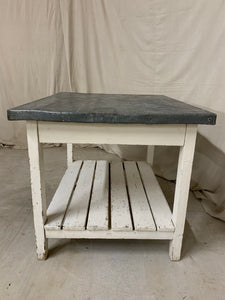 Zinc Top Island/ Table with Storage Shelf