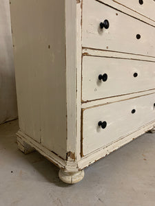Pine Chest of Drawers with original white paint