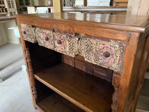 Teak Hand-Carved Shelving Unit