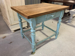 Pine Flip top table with drawer