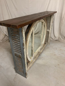 Console made with Mirrored Antique Window