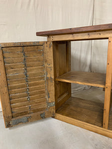 Counter/Console made from 1880’s French Shutters and Carved Doors