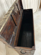 Load image into Gallery viewer, Antique Trunk Console with Metal Facing and Storage
