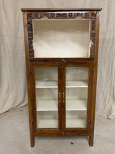 Load image into Gallery viewer, Small Teak Glass Front Cabinet with White inside