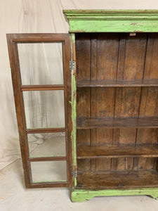 Green Tall Teak Glass Cabinet