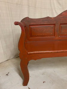 Antique Pine Bench with Original Red Paint