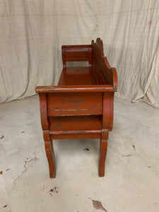 Antique Pine Bench with Original Red Paint