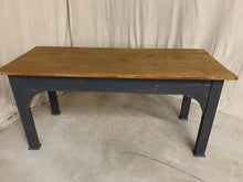 Load image into Gallery viewer, Pine Desk with Blue Painted Base