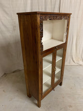 Load image into Gallery viewer, Small Teak Glass Front Cabinet with White inside