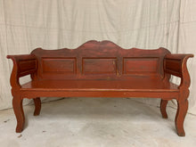 Load image into Gallery viewer, Antique Pine Bench with Original Red Paint