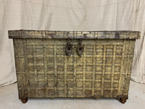 Antique Trunk Console with Metal Facing and Storage