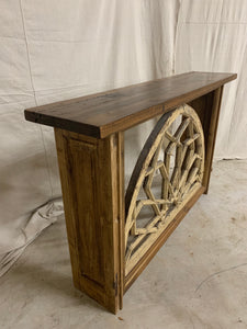 Console made from French Church Window 1890’s Transom