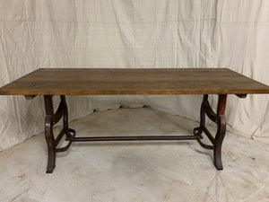 Pine Dining Table with Industrial Base