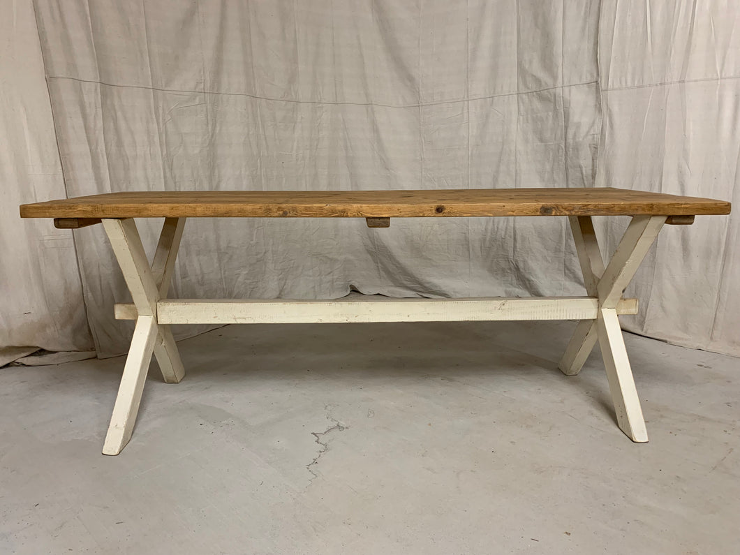 Pine Farmhouse Table with X-Stretcher Base