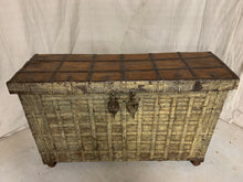 Load image into Gallery viewer, Antique Trunk Console with Metal Facing and Storage