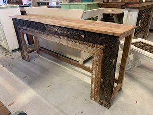 Long Teak Hand-carved Console