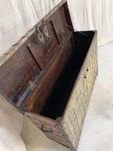 Load image into Gallery viewer, Antique Trunk Console with Metal Facing and Storage