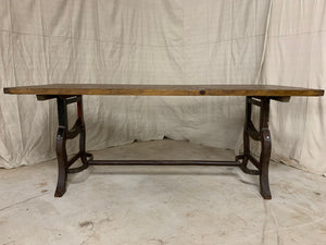 Pine Dining Table with Industrial Base