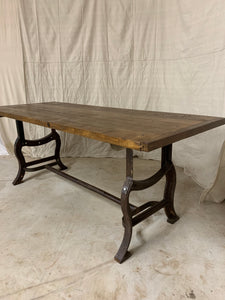 Pine Dining Table with Industrial Base
