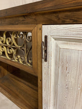 Load image into Gallery viewer, Console/Cabinet made with French Doors and Iron