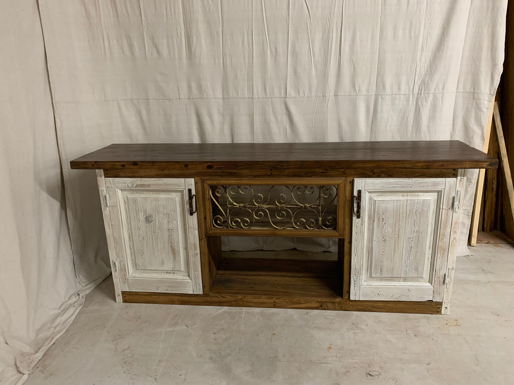 Console/Cabinet made with French Doors and Iron