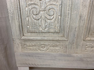 Queen Headboard- Hand Carved French Door Panels